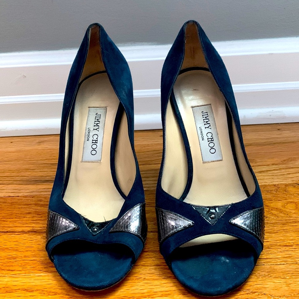Jimmy Choo Velvet blue heels size 8.5